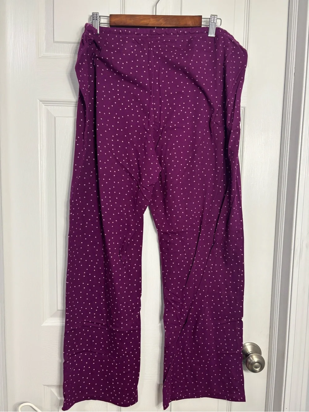 Women's Lavender long sleeve & Plum Polka Dot pajama pants set